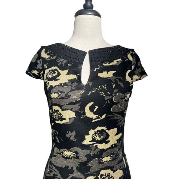 Badgley Mischka NWT Modelle Black & Gold Cocktail Dress Party Dress 6 - Picture 2 of 7